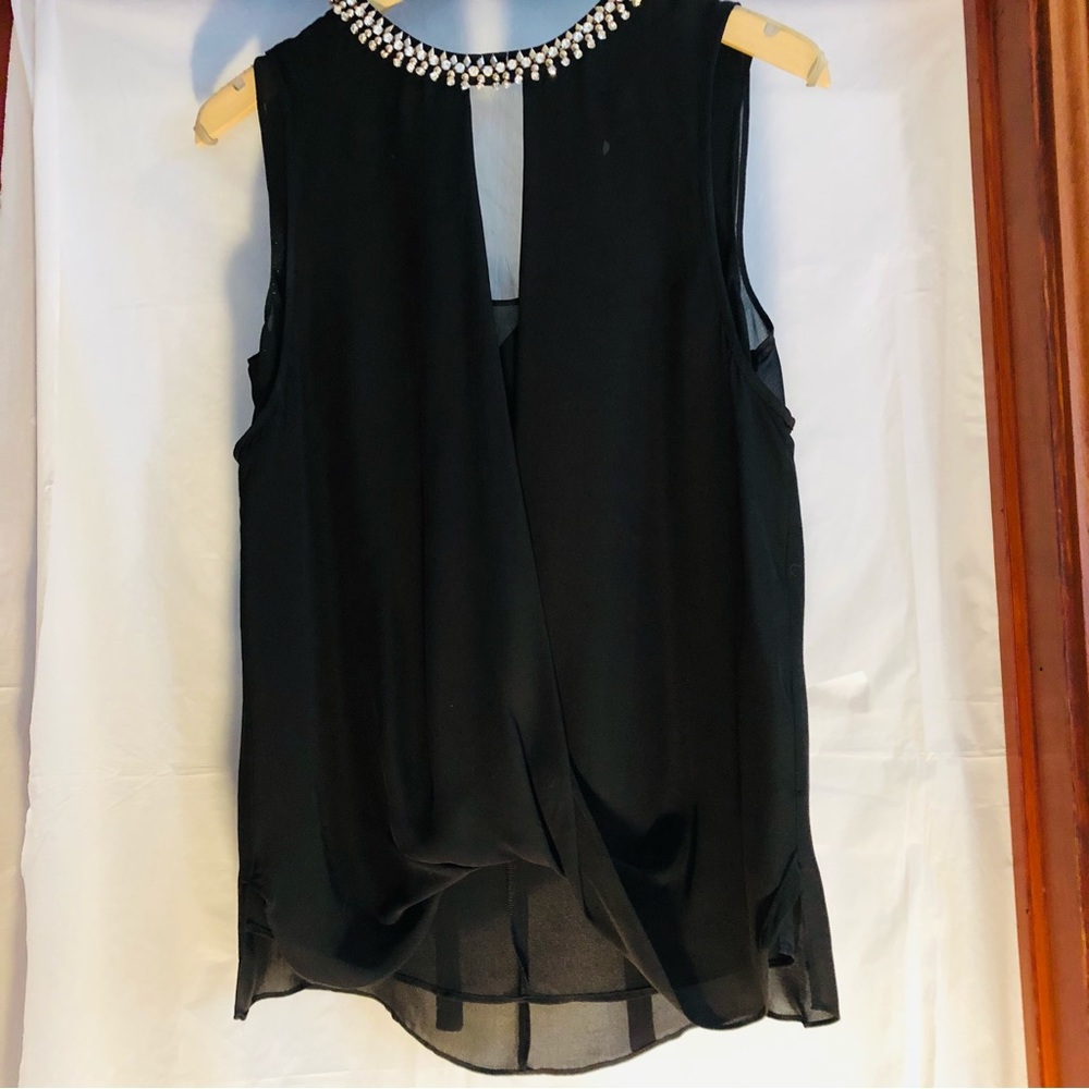 Rebecca Taylor Black Silk Rhinestone Top - Size 2 / Blouse